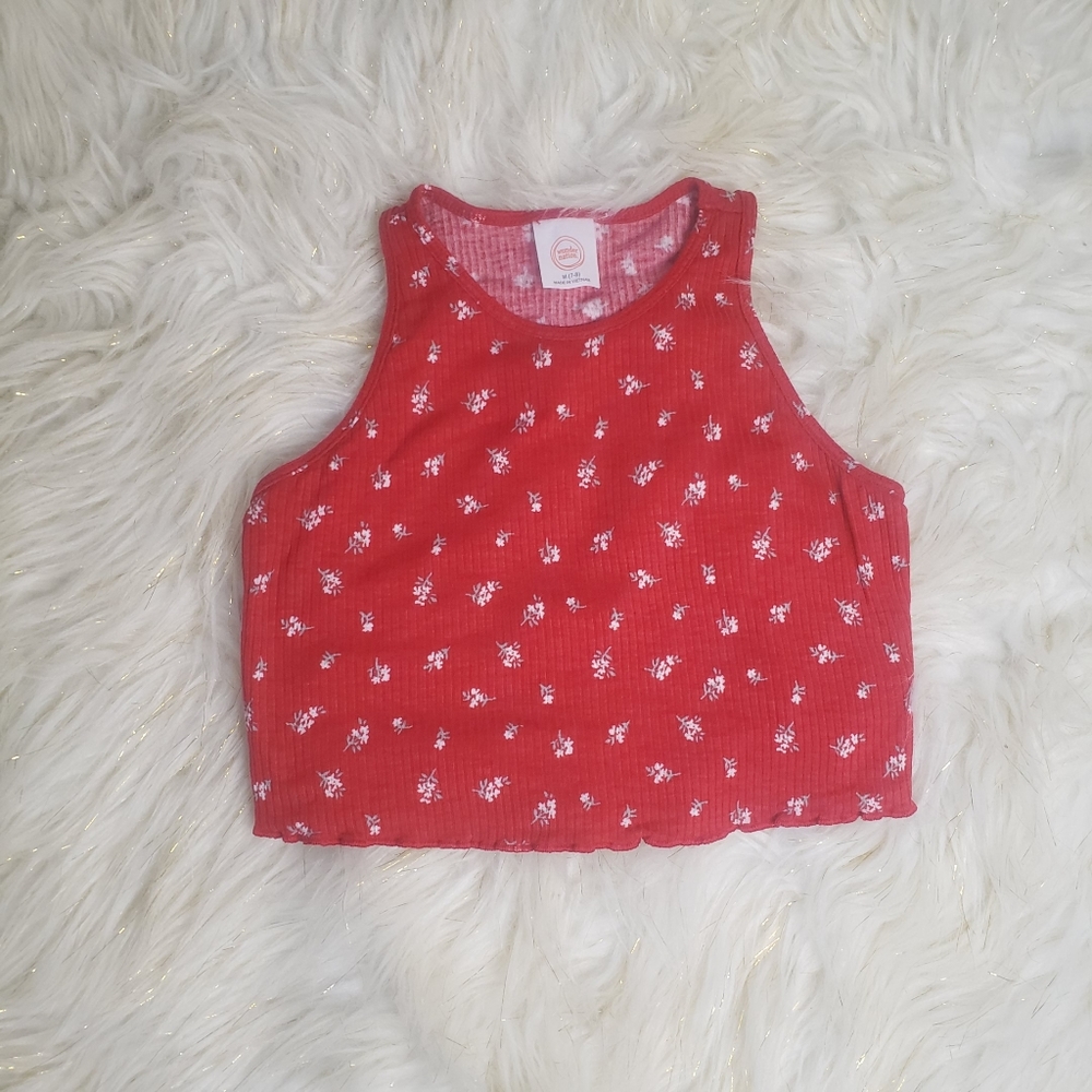 Girls Flower Print Crop Top
